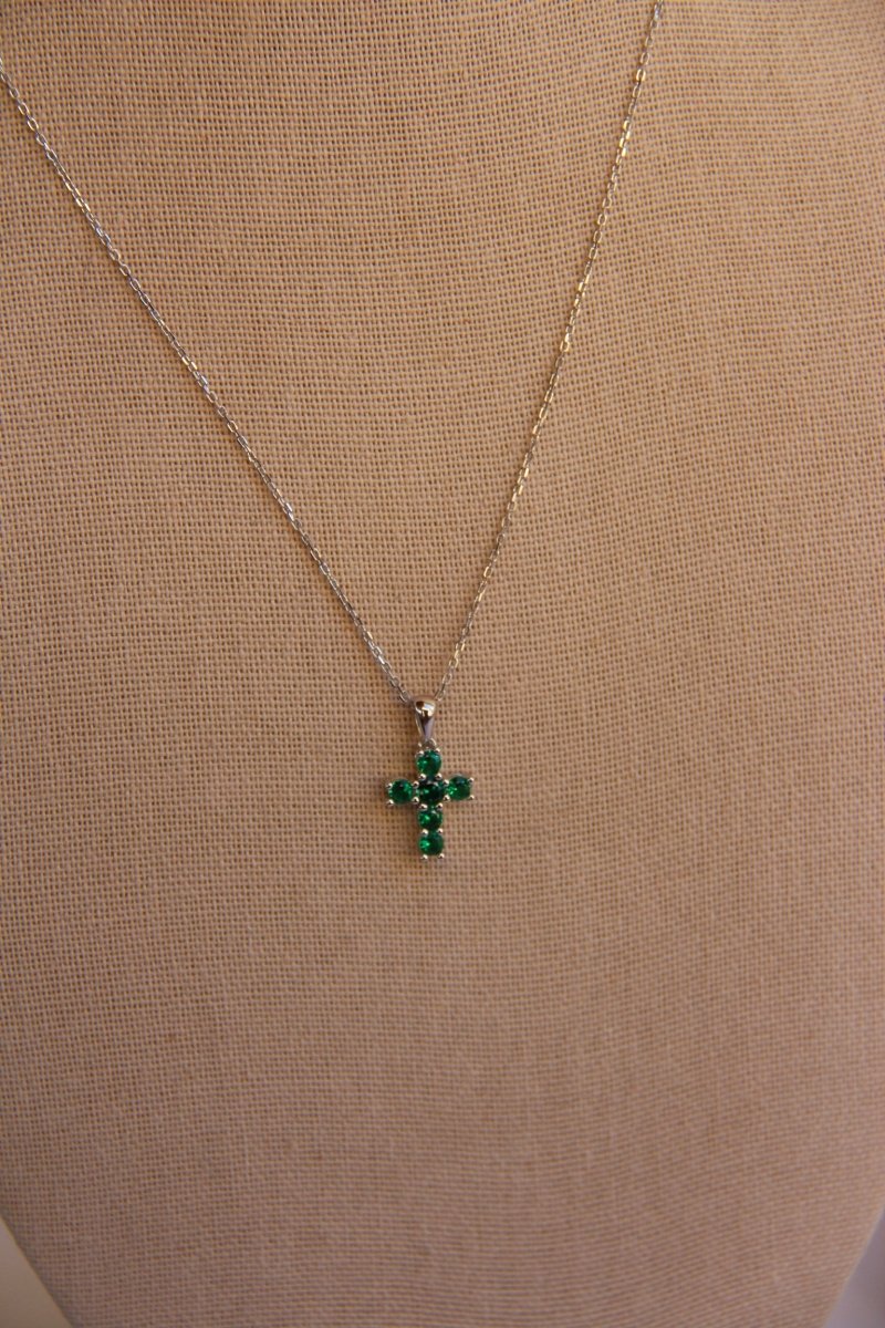Miner Emerald Cross Necklace - Horseshoe J & Co.
