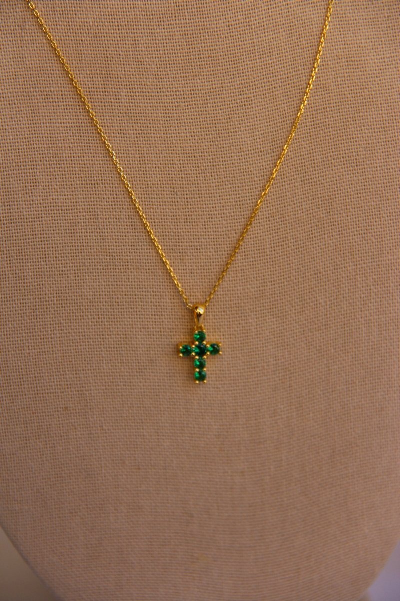 Miner Emerald Cross Necklace - Horseshoe J & Co.