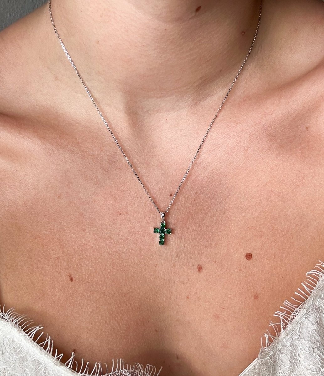Miner Emerald Cross Necklace - Horseshoe J & Co.
