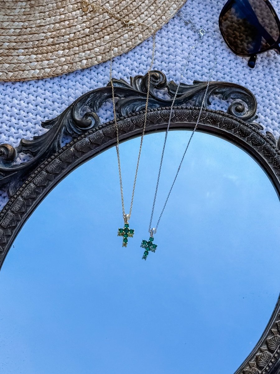 Miner Emerald Cross Necklace - Horseshoe J & Co.
