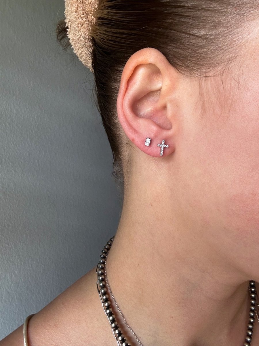 Molt Tiny Cross Studs - Horseshoe J & Co.