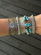 Moore Silver Stamped Statement Cuff Bracelet - Horseshoe J & Co.