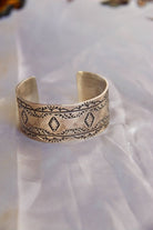 Moore Silver Stamped Statement Cuff Bracelet - Horseshoe J & Co.