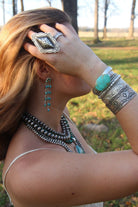 Moore Silver Stamped Statement Cuff Bracelet - Horseshoe J & Co.