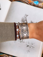 Moore Silver Stamped Statement Cuff Bracelet - Horseshoe J & Co.