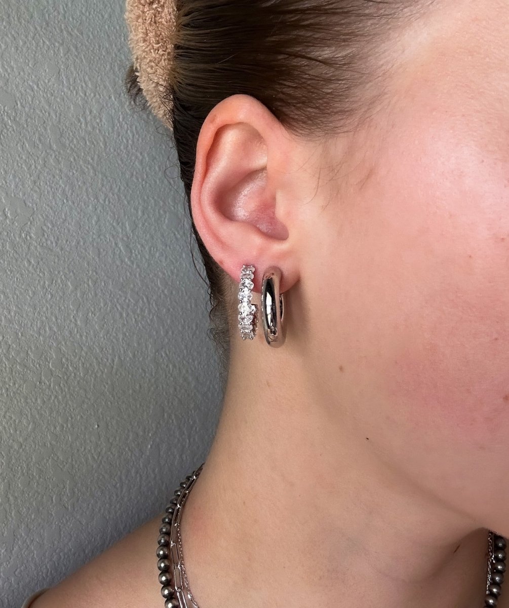 Myers Oval Studded Hoop Earrings - Horseshoe J & Co.