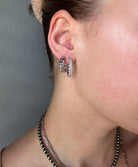 Myers Oval Studded Hoop Earrings - Horseshoe J & Co.