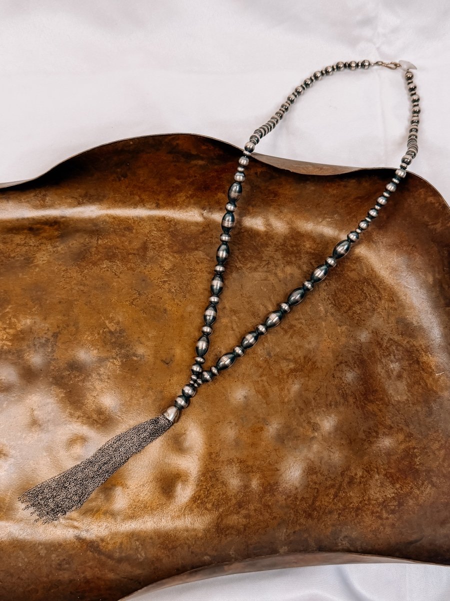 Norris Silver Pearl Tassel Necklace - Horseshoe J & Co.