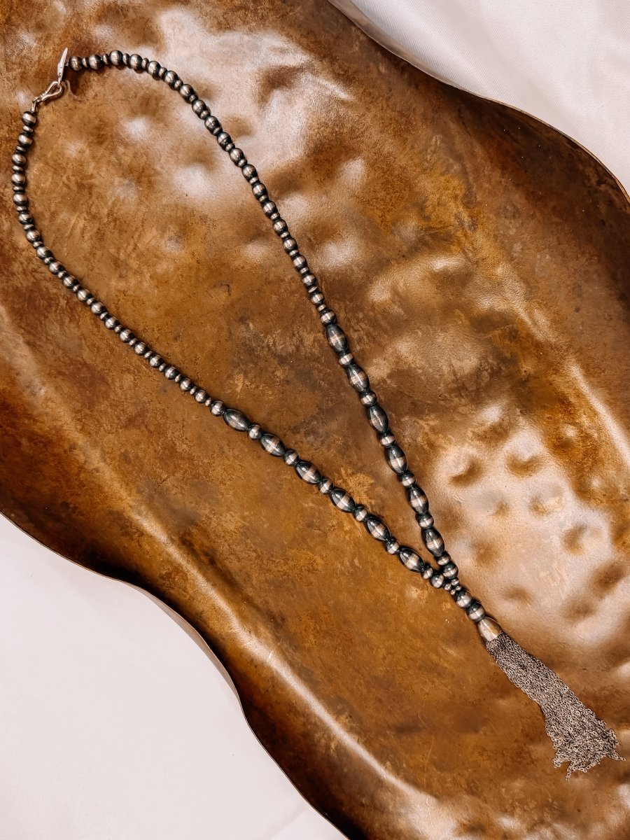 Norris Silver Pearl Tassel Necklace - Horseshoe J & Co.