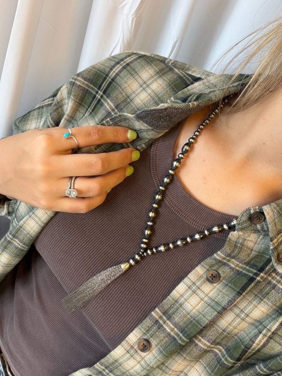 Norris Silver Pearl Tassel Necklace - Horseshoe J & Co.