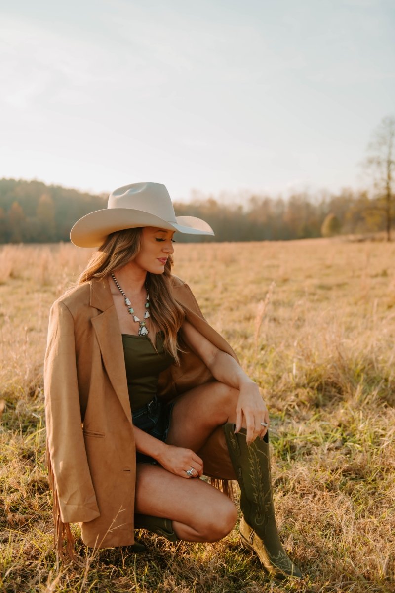Overton Sonoran Gold/White Buffalo Necklace + Earring Set - Horseshoe J & Co.