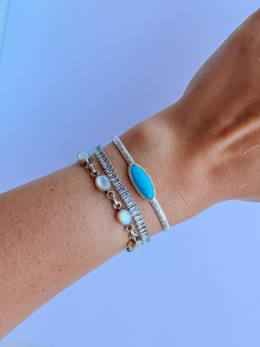 Pecos Turquoise Patterned Cuff - Horseshoe J & Co.