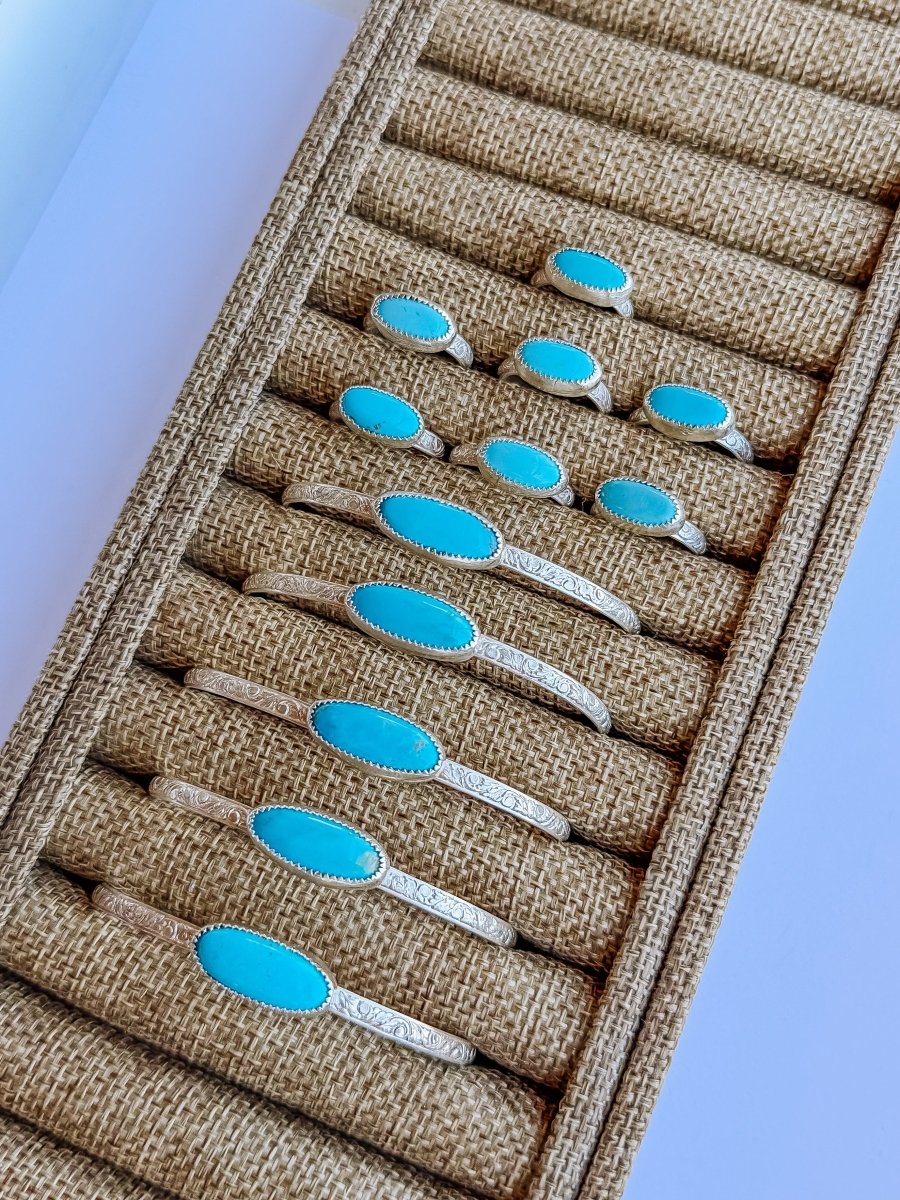 Pecos Turquoise Patterned Cuff - Horseshoe J & Co.
