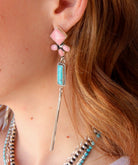Pink Conch and Turquoise/White Buffalo Tassel Earrings - Horseshoe J & Co.