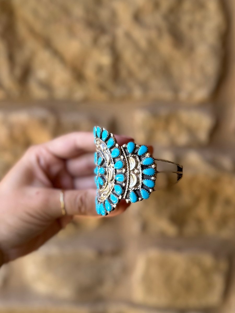 Plano Turquoise Cluster Cuff Bracelet (Ships After 12/20) - Horseshoe J & Co.