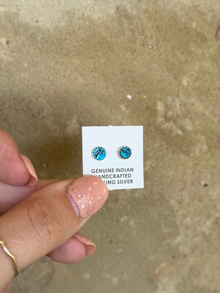 Plum 5mm Turquoise Stud Earrings - Horseshoe J & Co.