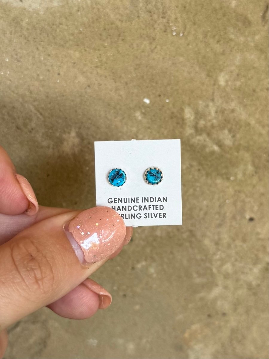 Plum 5mm Turquoise Stud Earrings - Horseshoe J & Co.