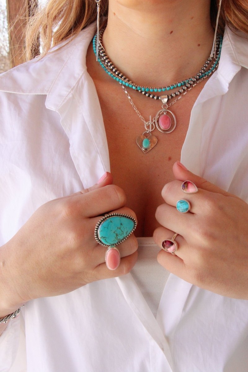 Poston Pink Conch Frame Necklace Pendant - Horseshoe J & Co.