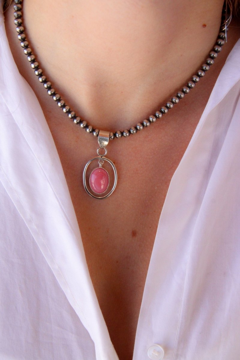Poston Pink Conch Frame Necklace Pendant - Horseshoe J & Co.