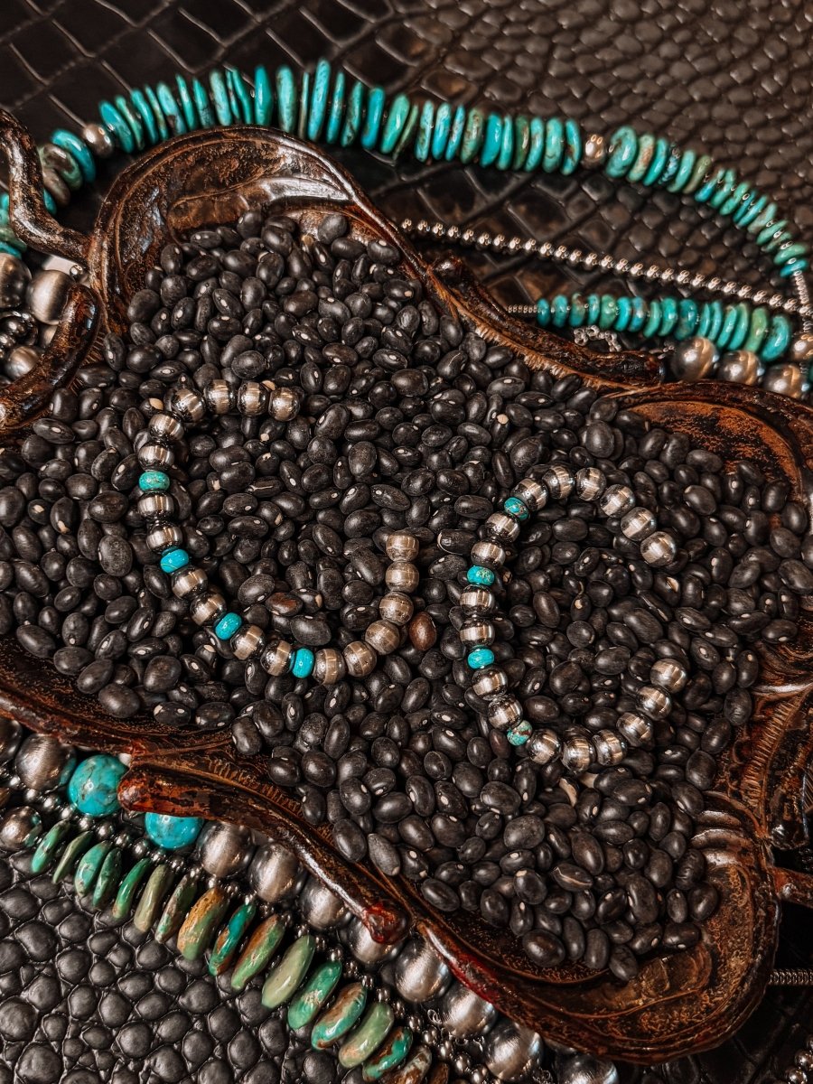 Rainy Day Blues Pearl + Turquoise Cuff Bracelet - Horseshoe J & Co.