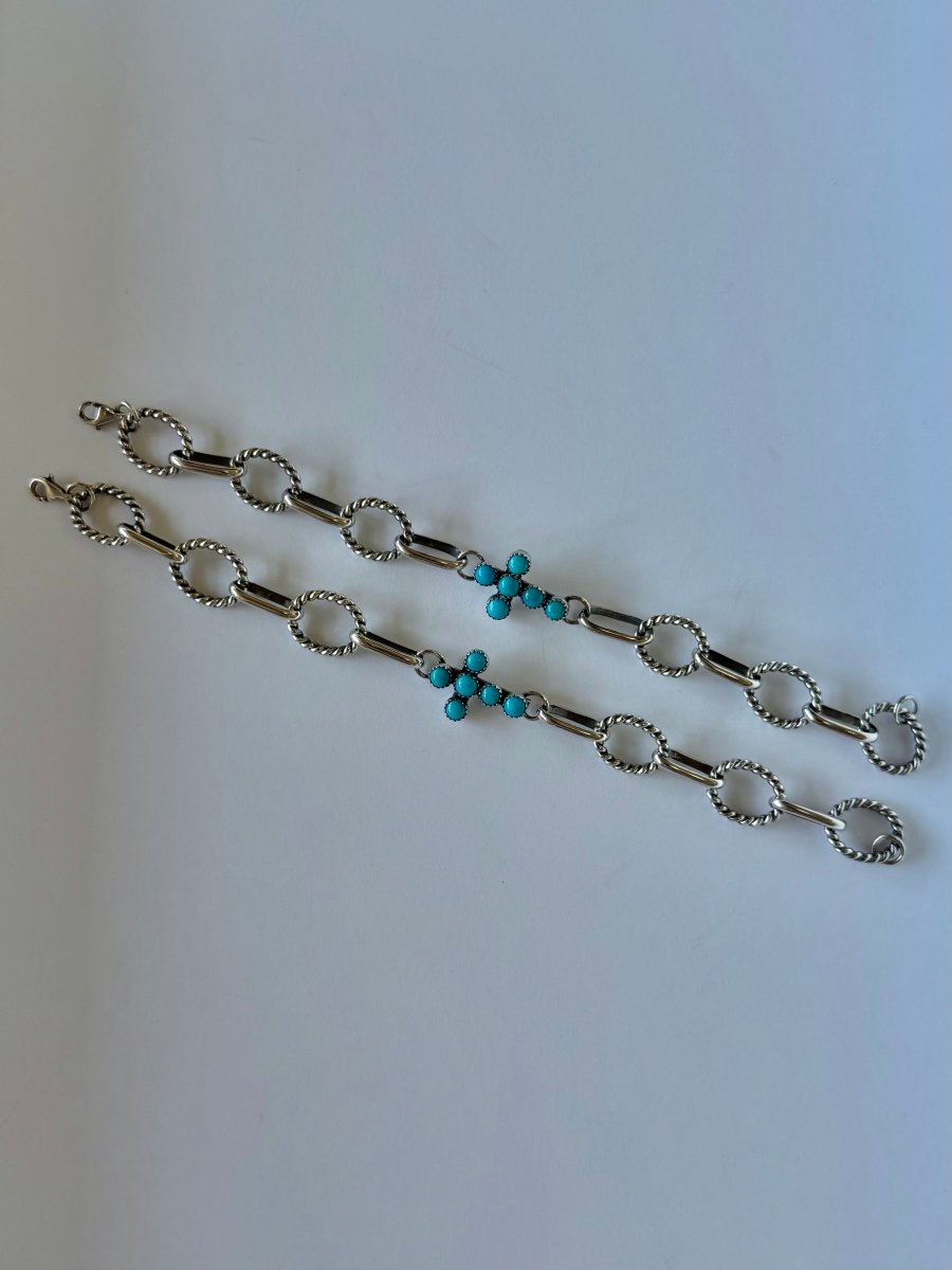 Ranchester Turquoise Cross Link Bracelet - Horseshoe J & Co.