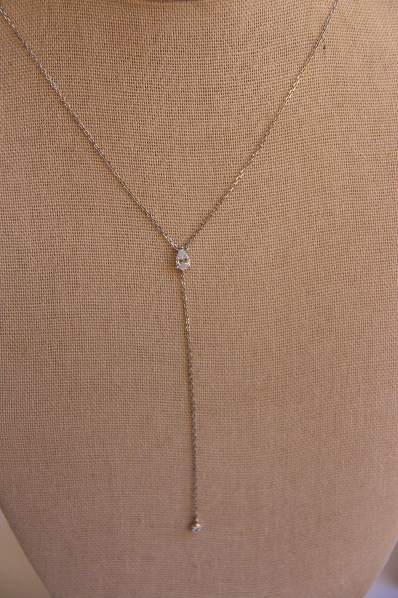 Rollins Pear CZ Lariat - Horseshoe J & Co.