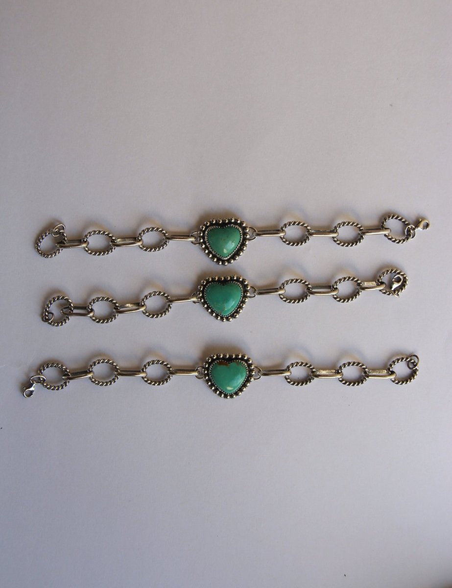 Sacate Turquoise Heart Link Bracelet - Horseshoe J & Co.