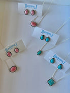 Seneca Pink Conch/Turquoise Earring + Necklace Set - Horseshoe J & Co.