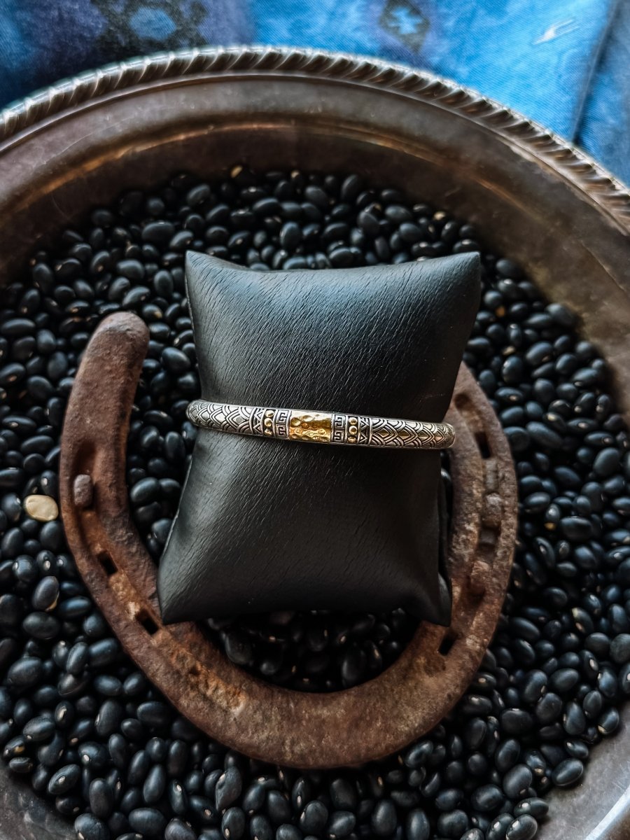 Spiffy Silver + 18K Gold Cuff Bracelet - Horseshoe J & Co.