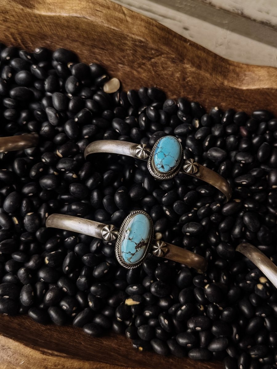 Tahoka Cuff - Golden Hills/Kingman Turquoise/Palomino - Horseshoe J & Co.