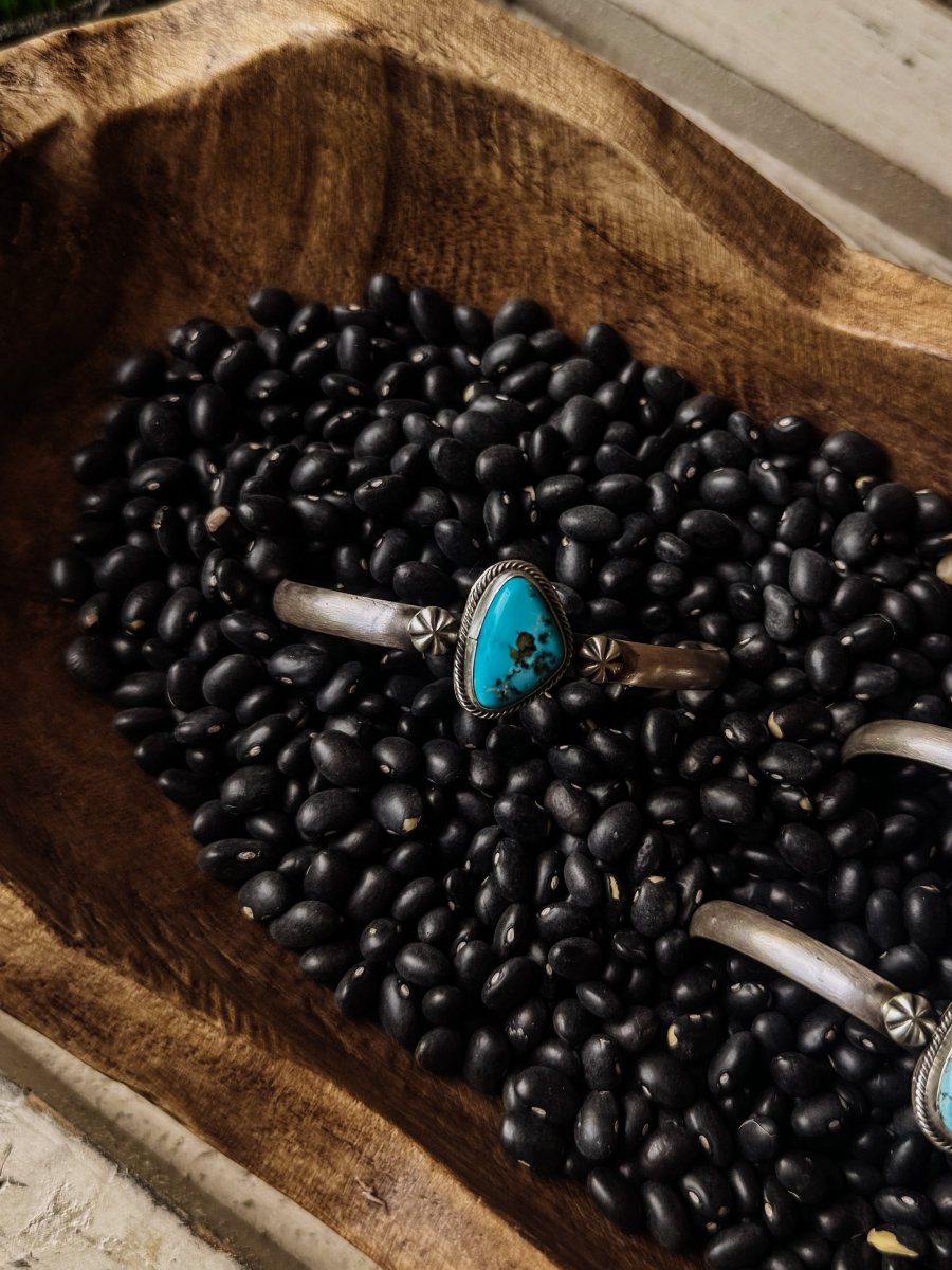 Tahoka Cuff - Golden Hills/Kingman Turquoise/Palomino - Horseshoe J & Co.