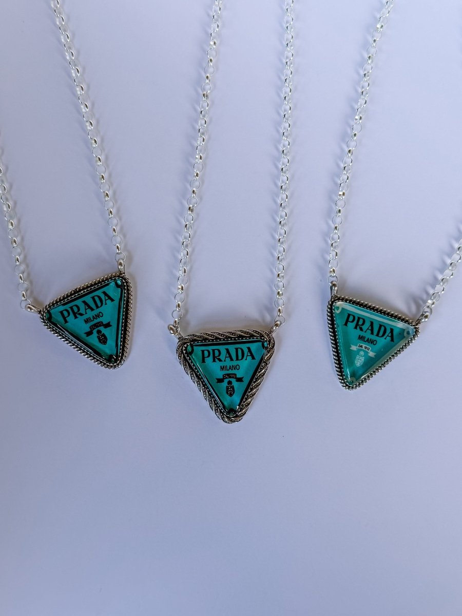 The Blue Nameplate Necklace - Horseshoe J & Co.