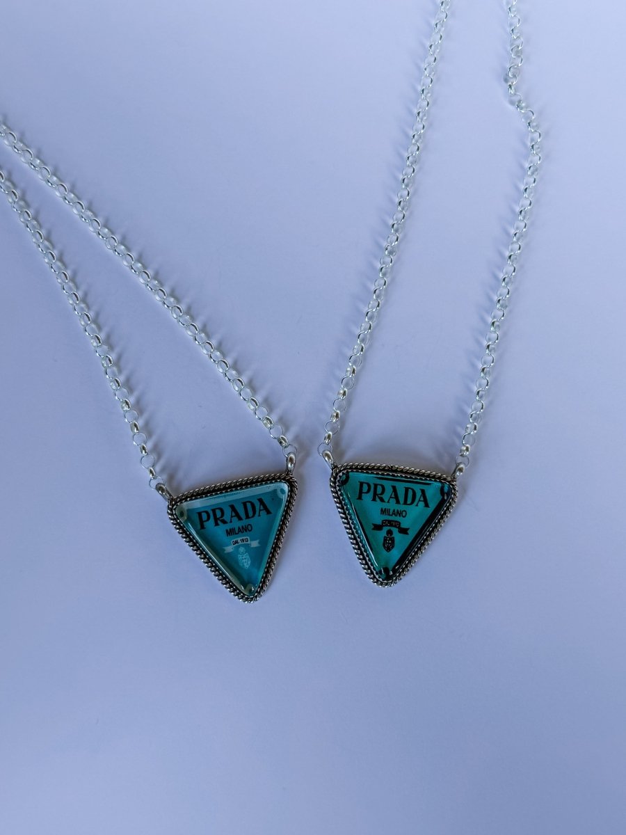 The Blue Nameplate Necklace - Horseshoe J & Co.
