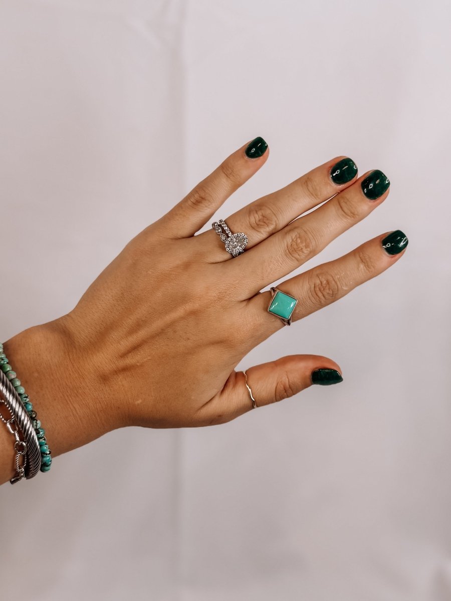 Tulia Square Turquoise Ring - Horseshoe J & Co.