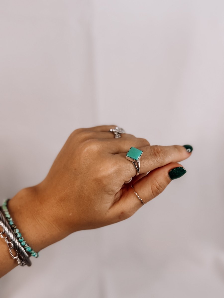 Tulia Square Turquoise Ring - Horseshoe J & Co.