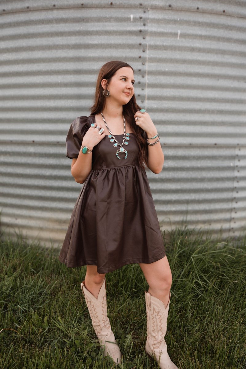 Two Stories Wide Turquoise Squash Blossom - Horseshoe J & Co.