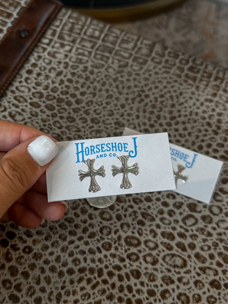 Vanderbilt Silver Cross Earrings - Horseshoe J & Co.