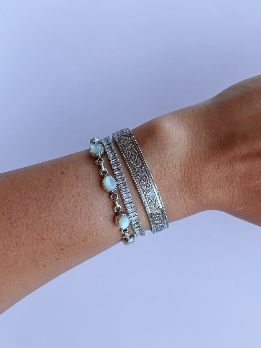 Winnie Silver Patterned Cuff - Horseshoe J & Co.