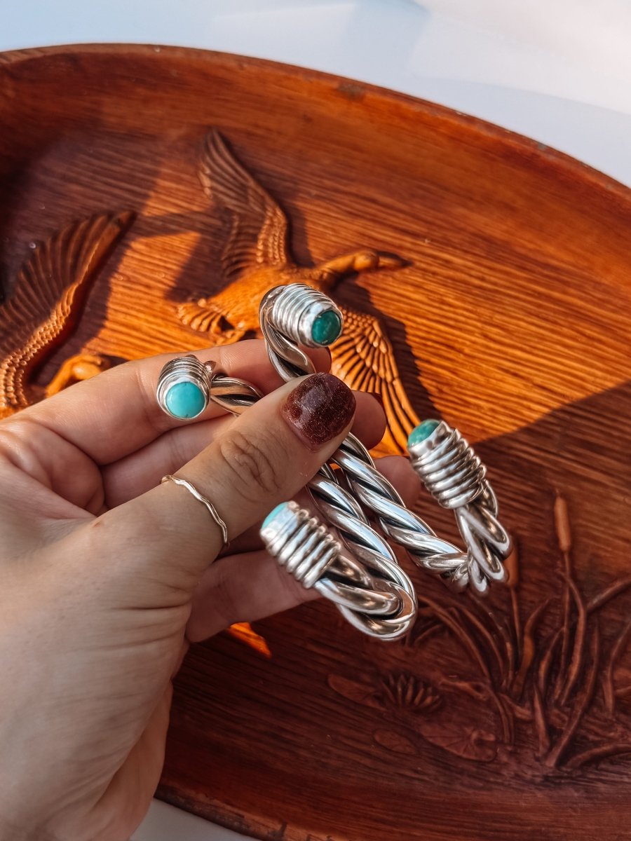 Wylie Turquoise Cable Cuff Bracelet (Large) - Horseshoe J & Co.